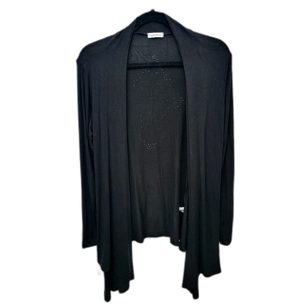 Drape Front Open Cardigan Long Sleeve
